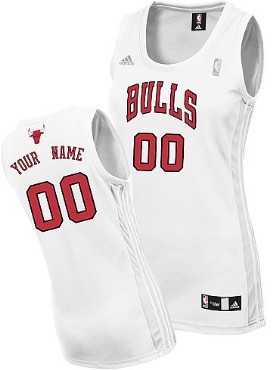 Women%27s Customized Chicago Bulls White Jersey